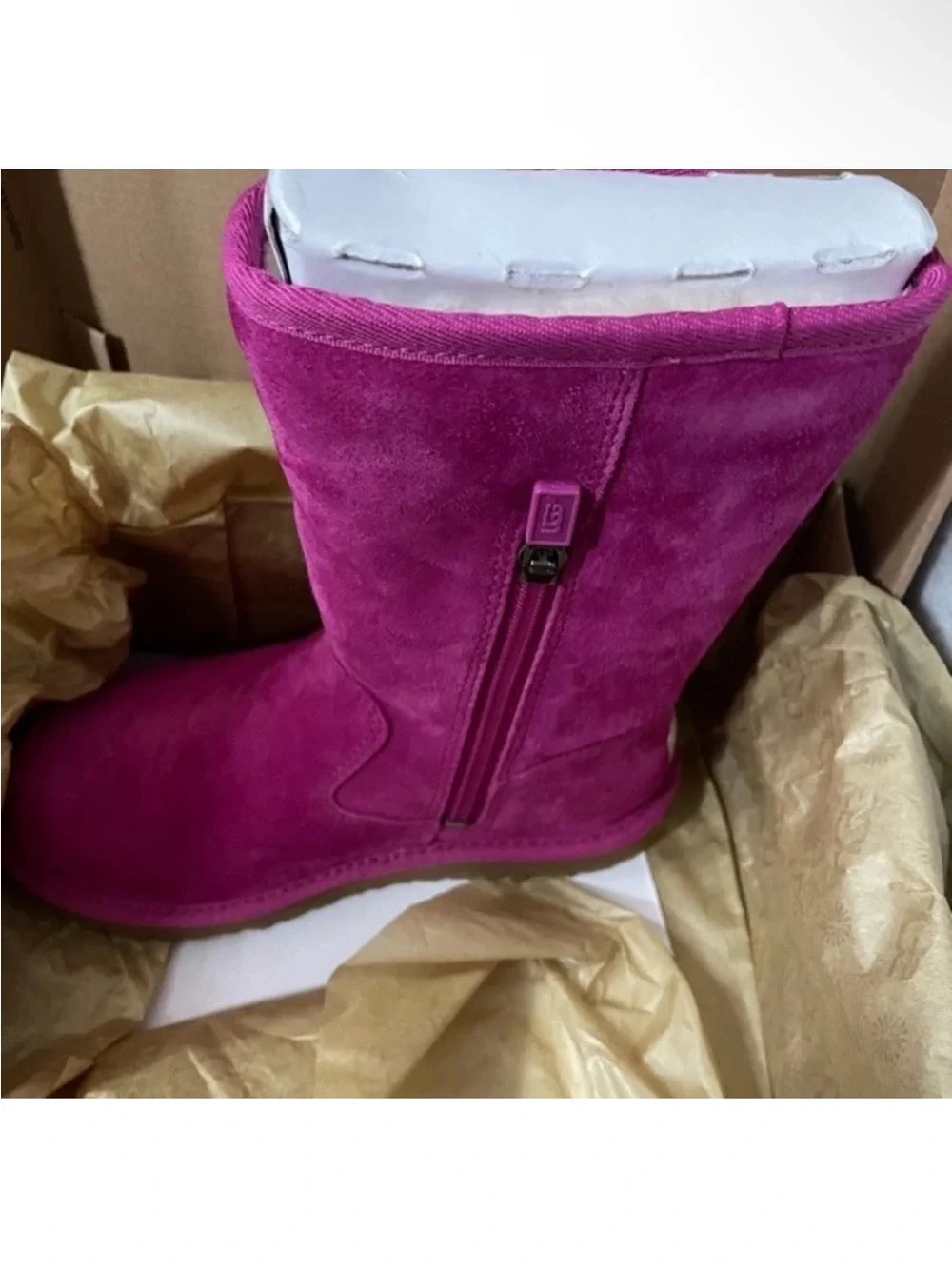 UGG | Lil Sunshine Boots Girls Size 13 Pink Side Zip Slip On Sheepskin